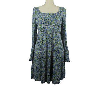 Topshop Milkmaid Ditsy Floral Blue Dress Size 12